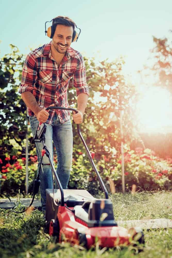 wear ear protection while mowing the lawn