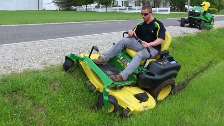 mowing ditches with zero turn lawn mower