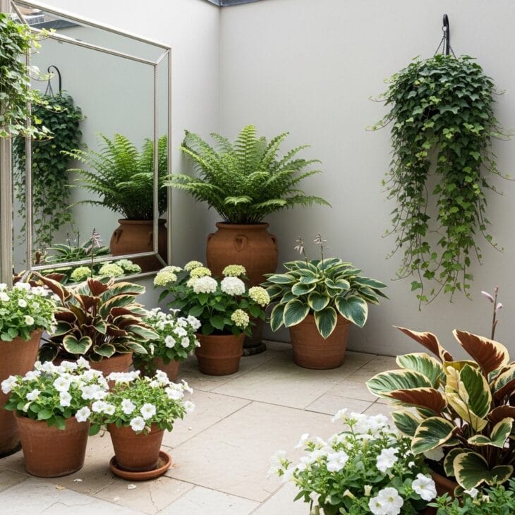 A Bright Courtyard with Reflective Surfaces
