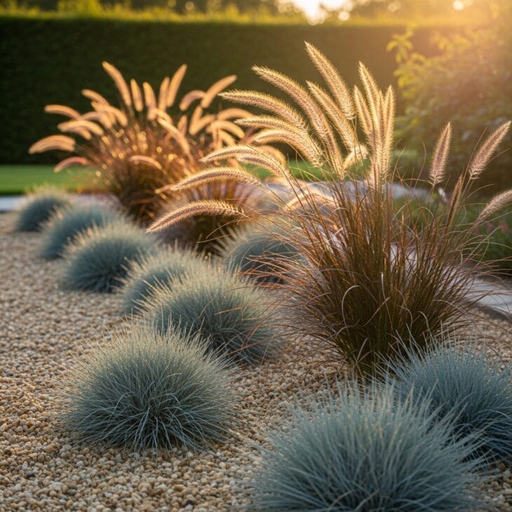 Blue Fescue and Fountain Grass Duo