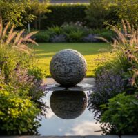 Sculptural water bowl as a backyard focal point