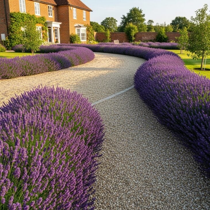Gravel and Lavender Driveway