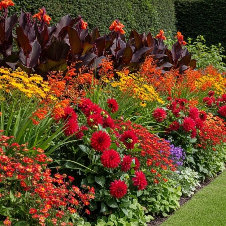 hot colored summer border
