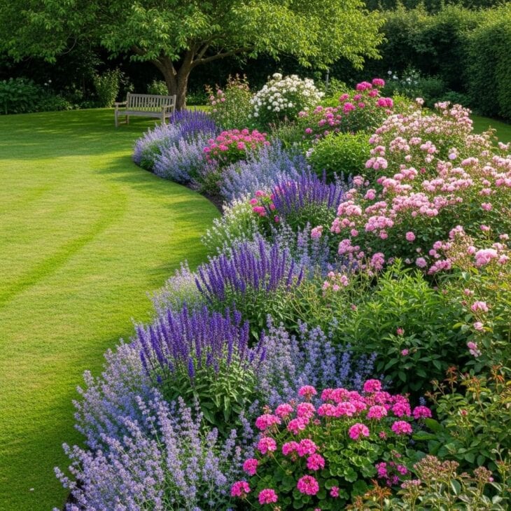 curved informal cottage border