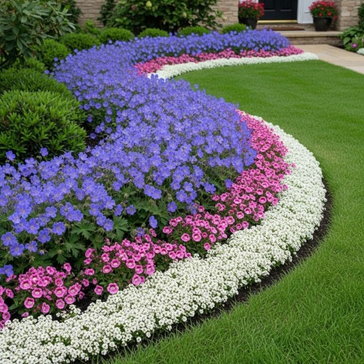 low growing front lawn border