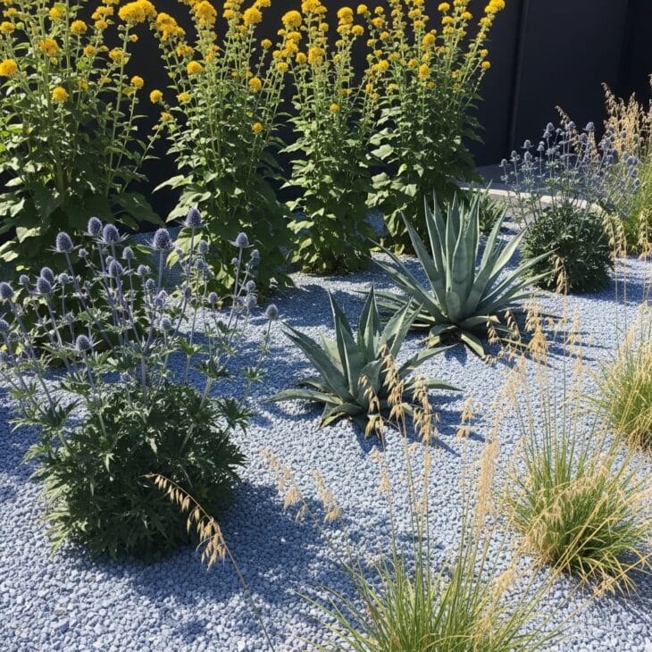gravel and architectural plant border