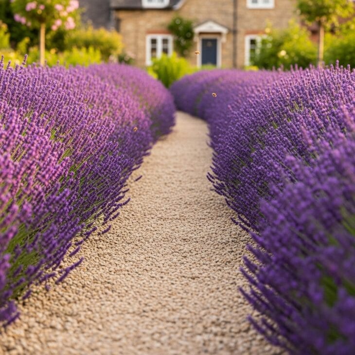 Lavender-Lined Gravel Path