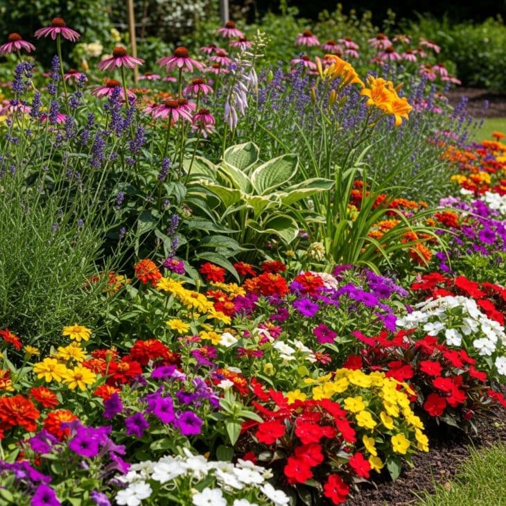 Mixed bed of perennials and annuals together