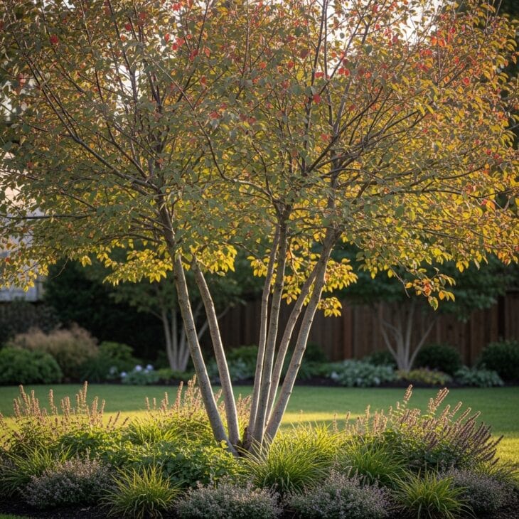 Multi-stem tree as a backyard focal point