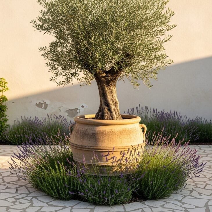 Olive Tree in a Gravel Courtyard