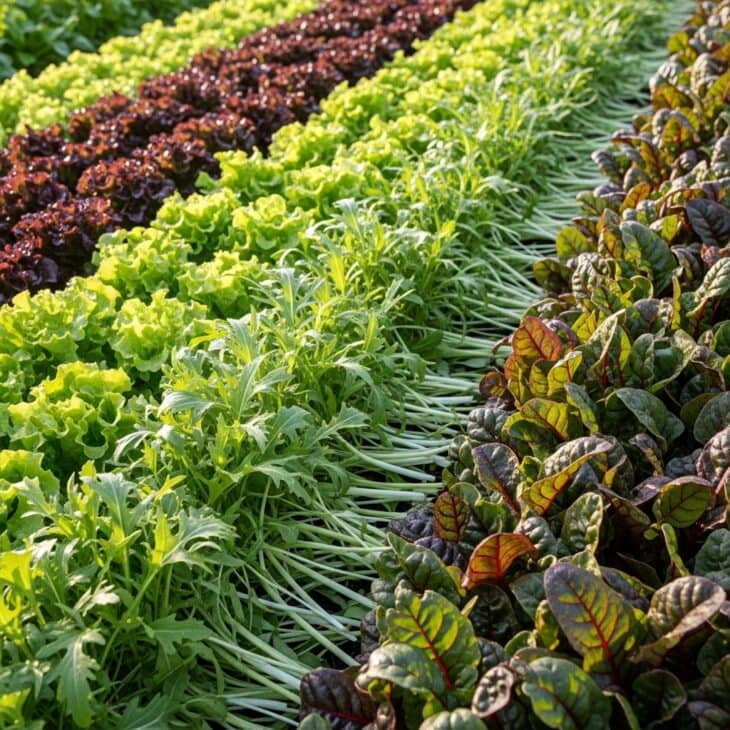 Bed of mixed cut-and-come-again baby salad leaves