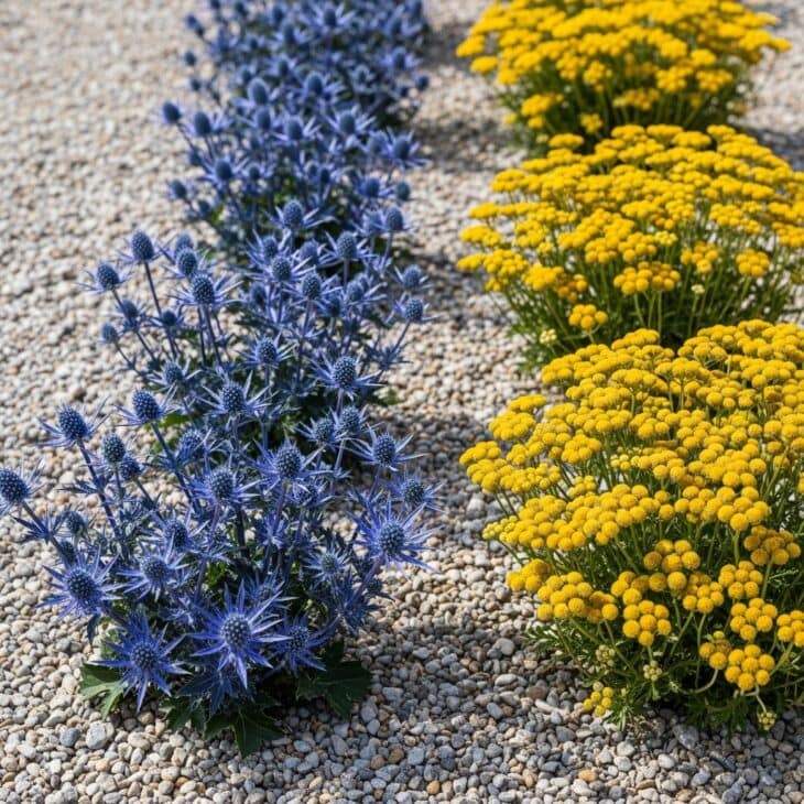 Sea Holly and Yarrow Coastal Gravel Border