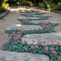 Sedum Tapestry Between Stepping Stones