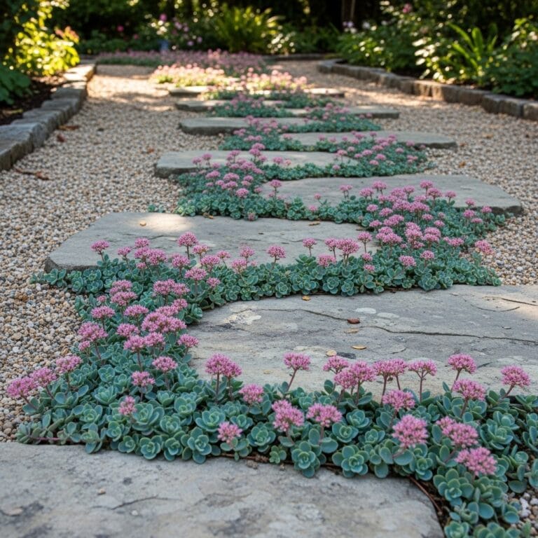 Sedum Tapestry Between Stepping Stones