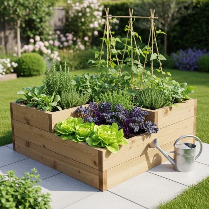 stacked raised bed kitchen garden