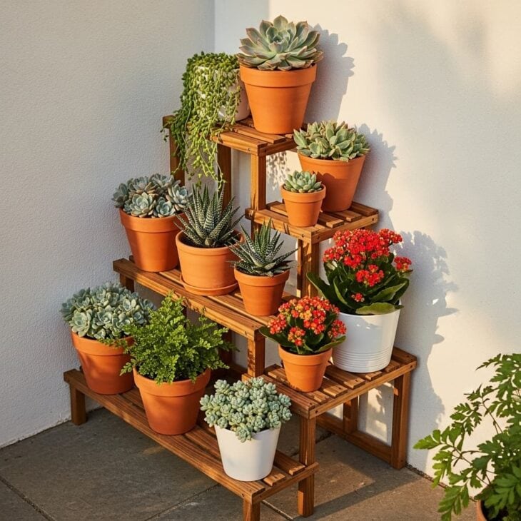 tiered plant stand corner