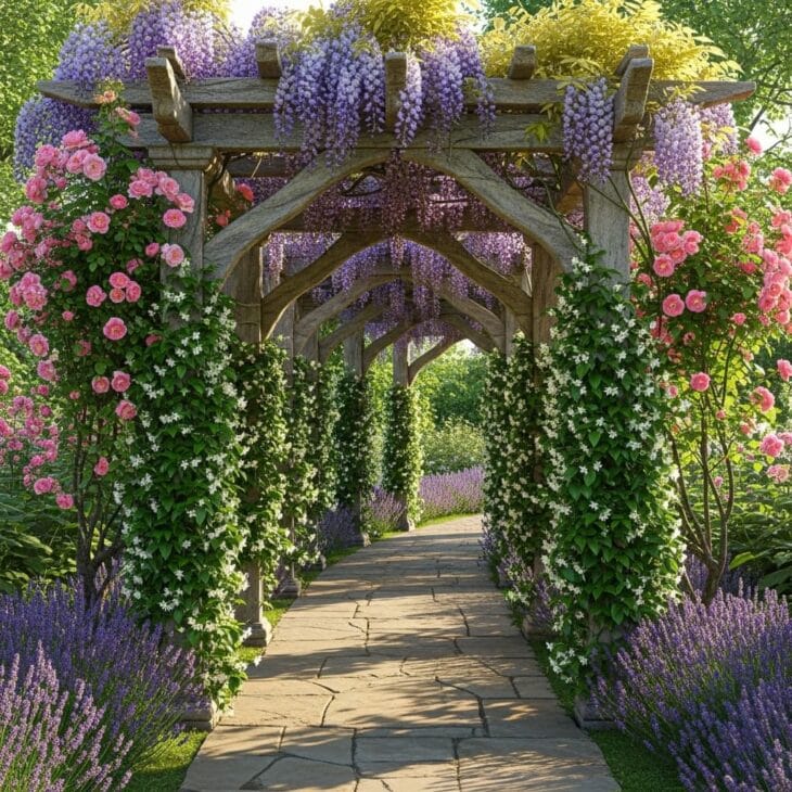pergola with climbing plants