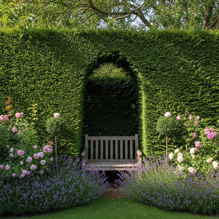 secret garden nook with bench
