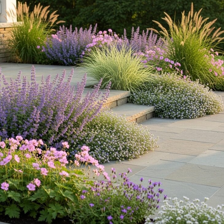 Planting spilling over and softening patio paving edges