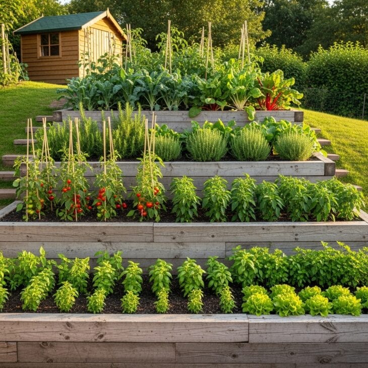 Tiered Beds on a Slope